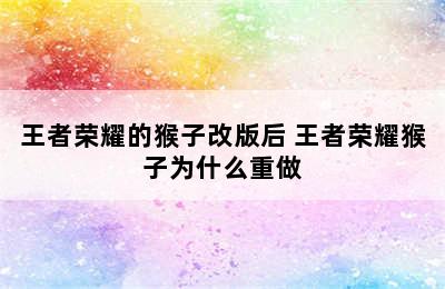 王者荣耀的猴子改版后 王者荣耀猴子为什么重做